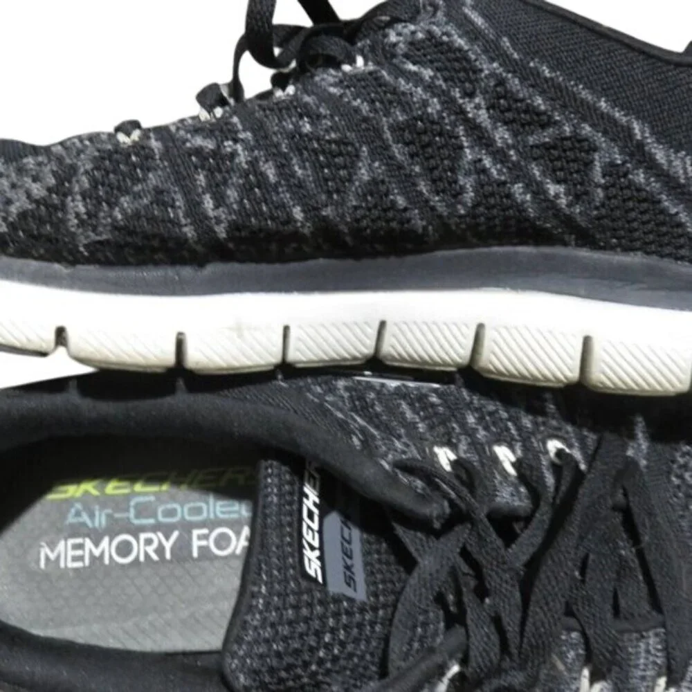 Skechers Synergy Switch Black Knit Running Shoes air cooled memory Foam